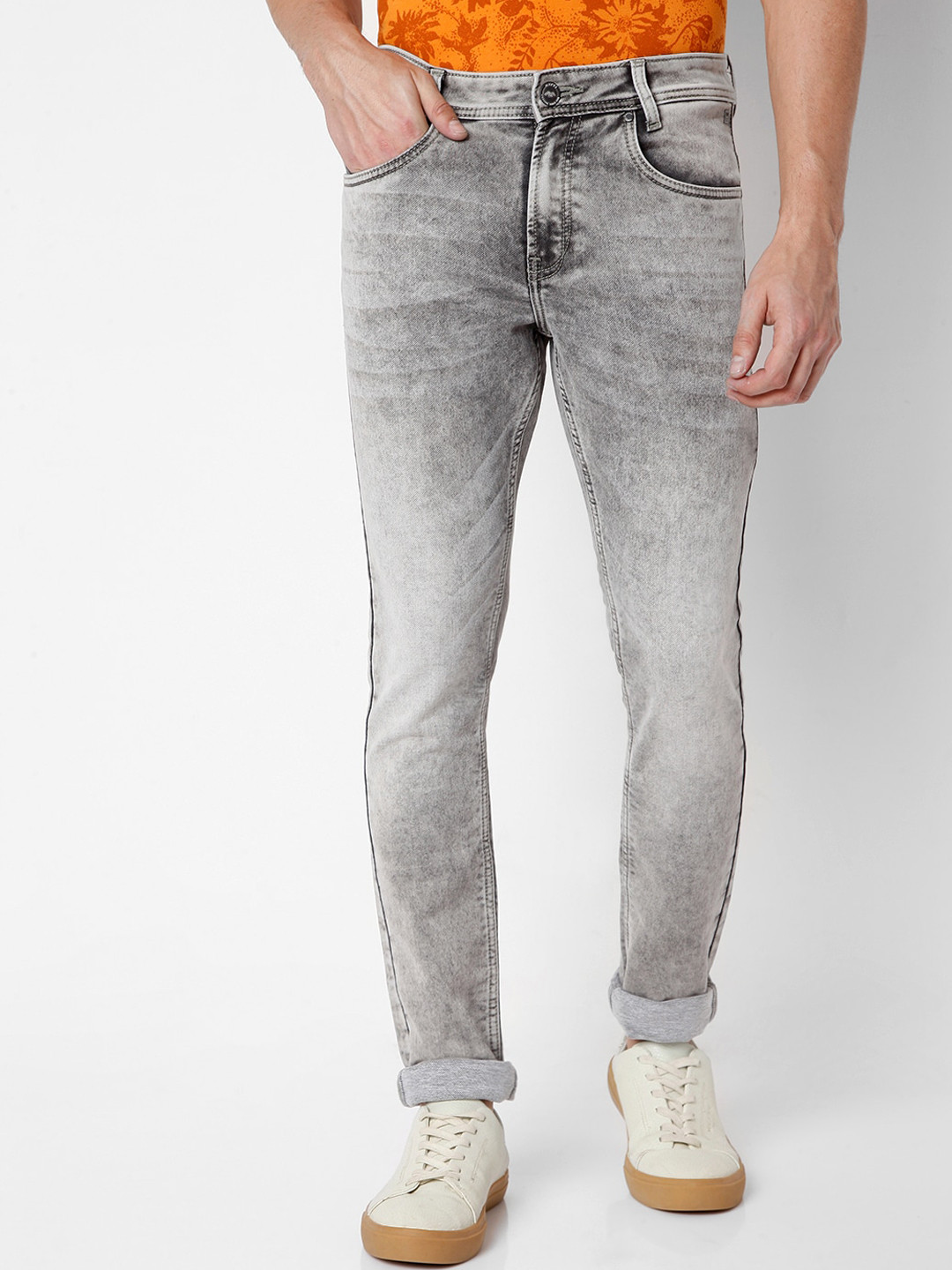

Mufti Men Grey Slim Fit Heavy Fade Stretchable Jeans