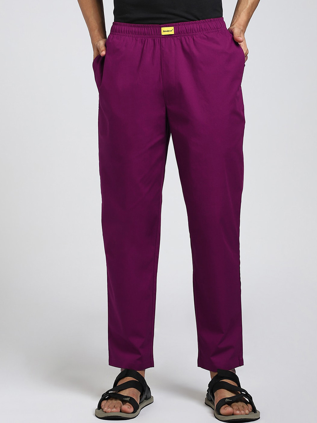 

Bewakoof Men Purple Solid Cotton Lounge Pants