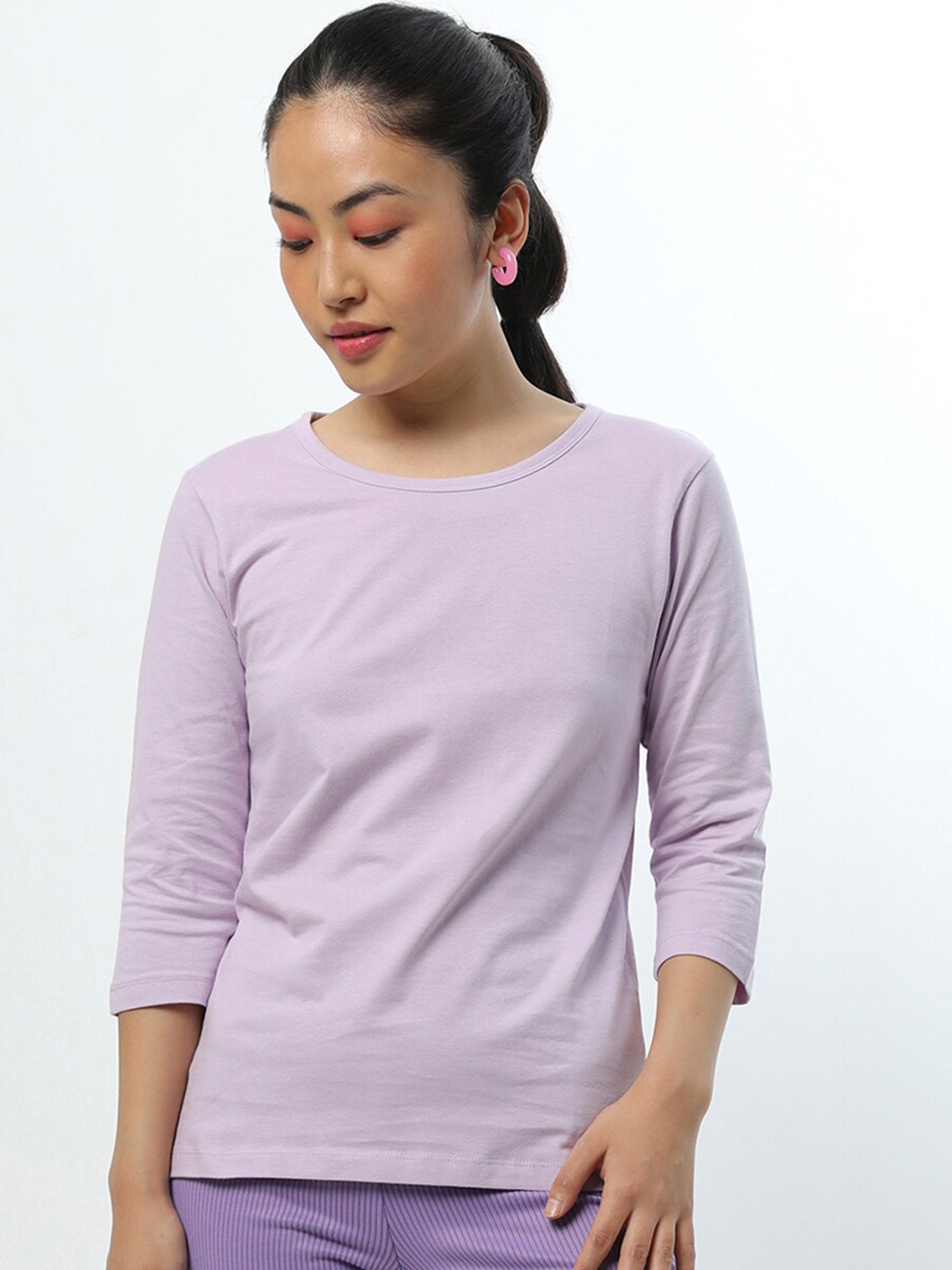 

Bewakoof Women Purple Slim Fit T-shirt