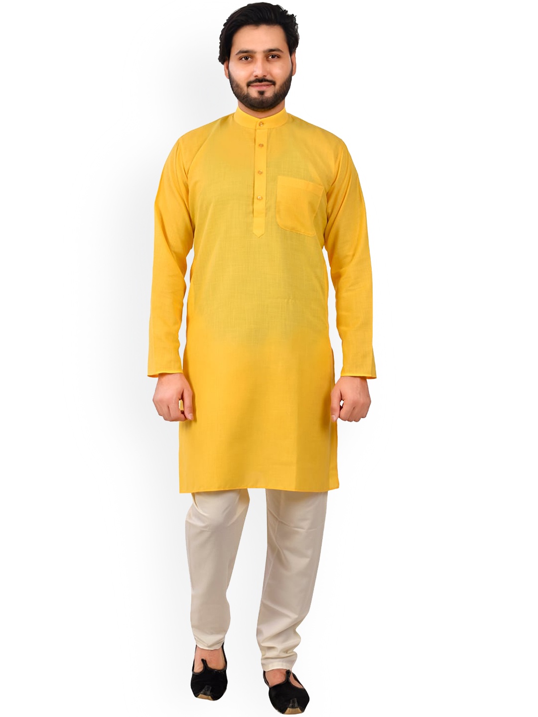 

Pro-Ethic STYLE DEVELOPER Men Yellow Pure Cotton Kurta with Pyjamas