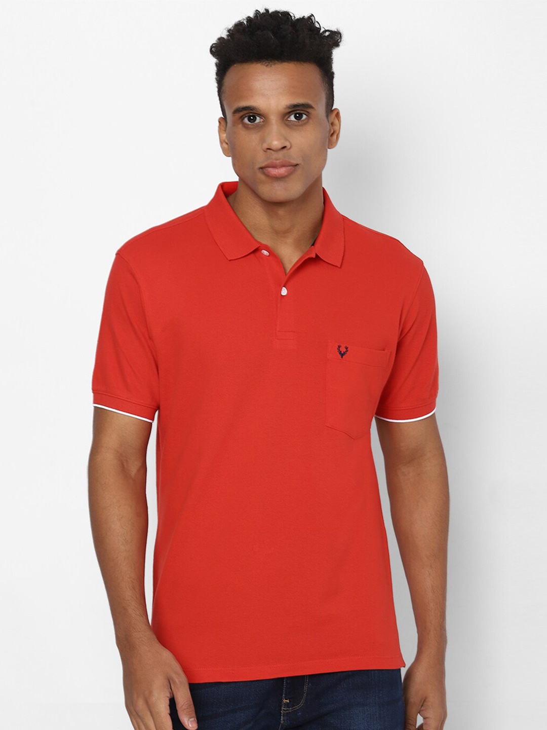 

Allen Solly Men Orange Polo Collar Cotton T-shirt