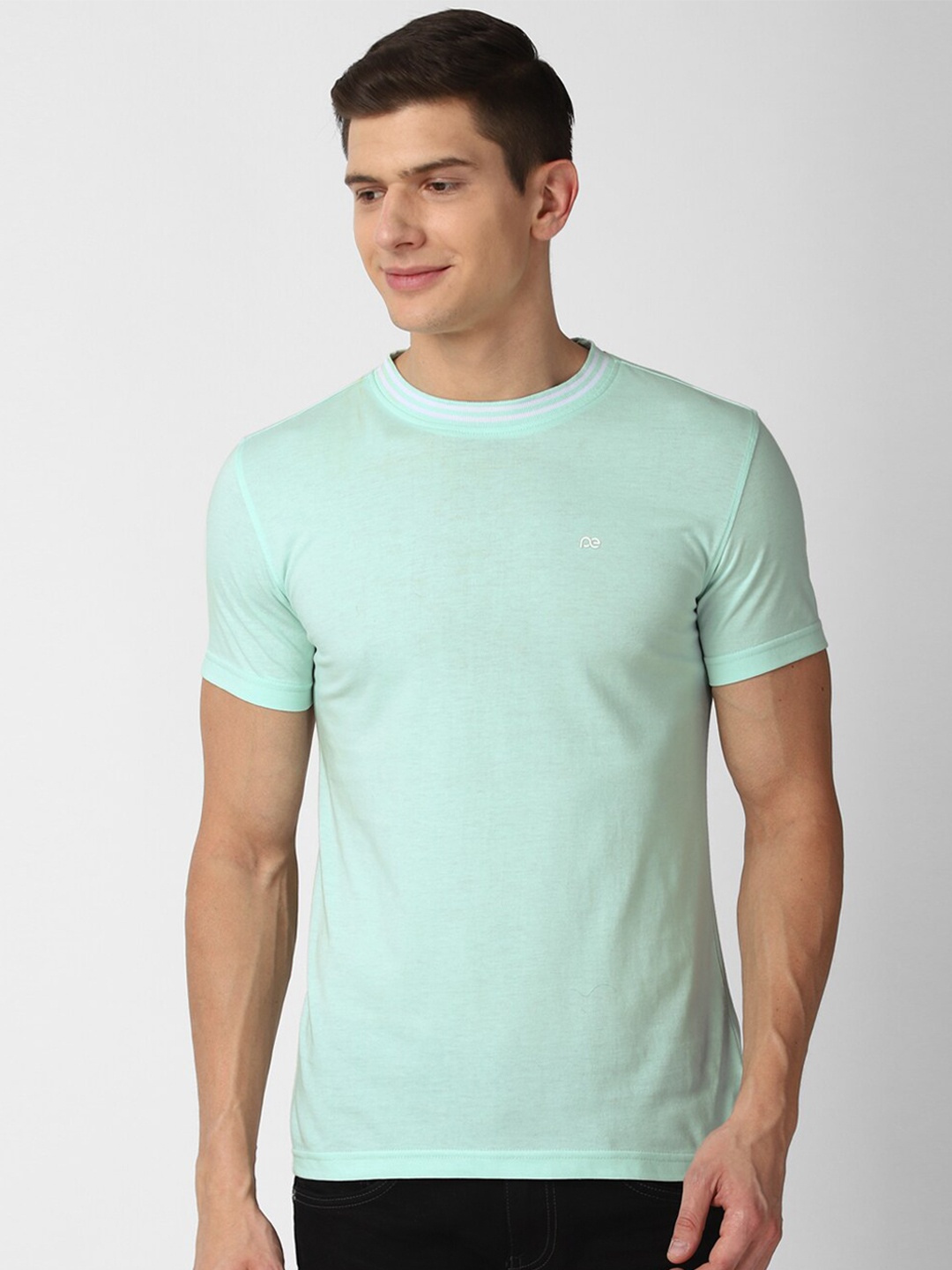 

Peter England Casuals Men Sea Green Slim Fit T-shirt