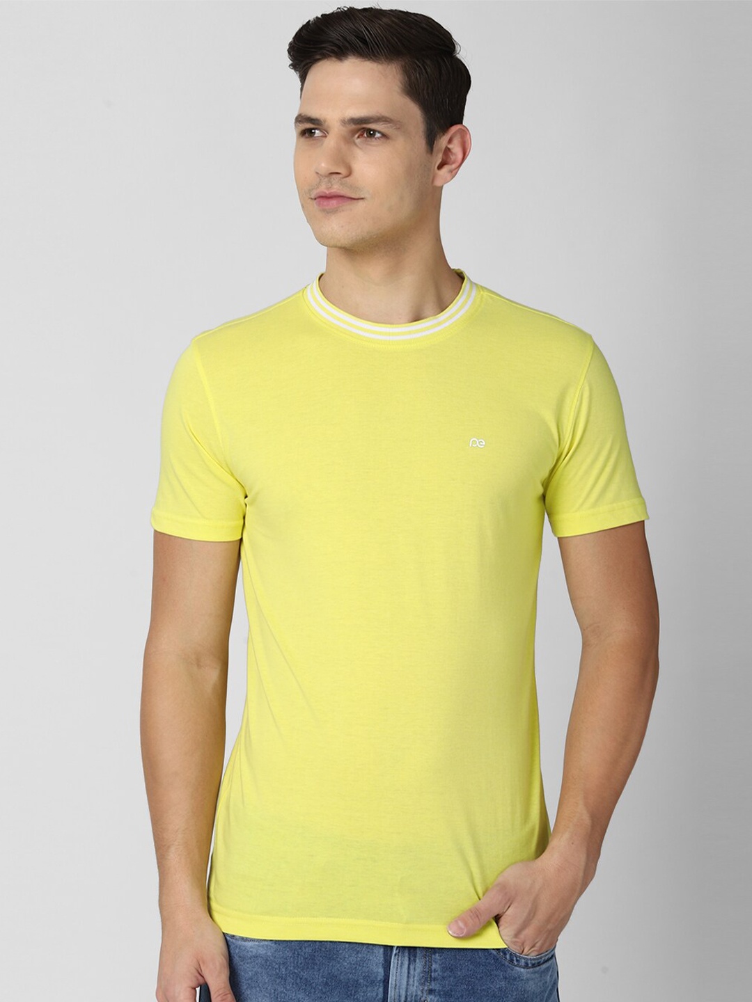 

Peter England Casuals Men Yellow Slim Fit T-shirt