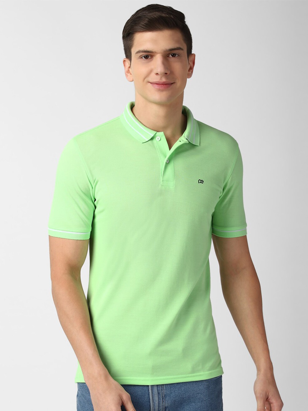 

Peter England Casuals Men Green Polo Collar T-shirt