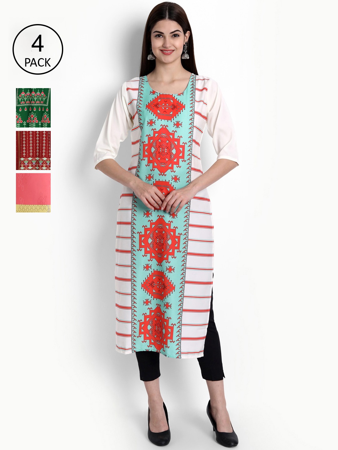 

Ethnic basket Women Multicoloured Printed Crepe Kurta, Multi