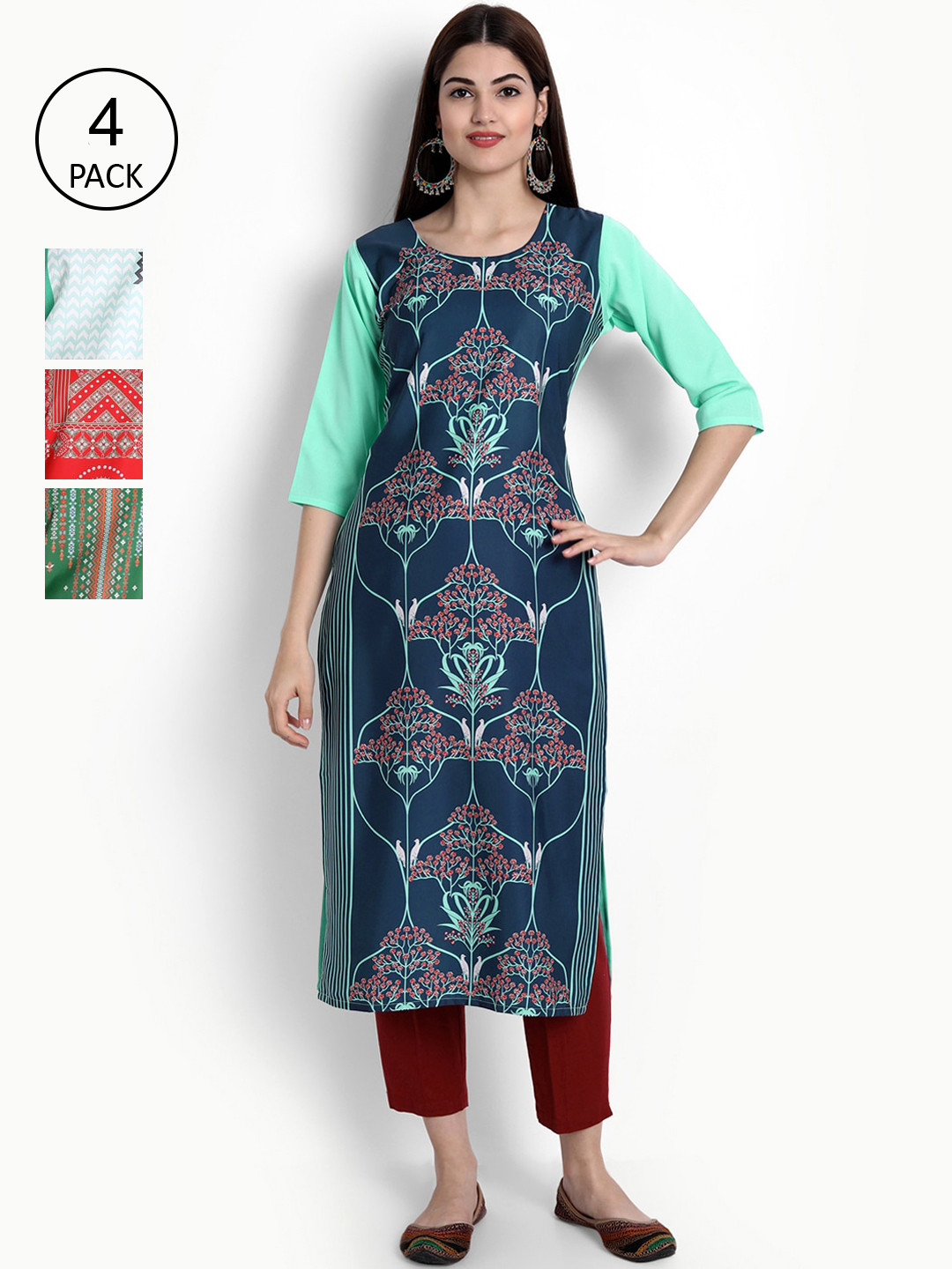 

Ethnic basket Women Multicoloured Printed Crepe Kurta, Multi