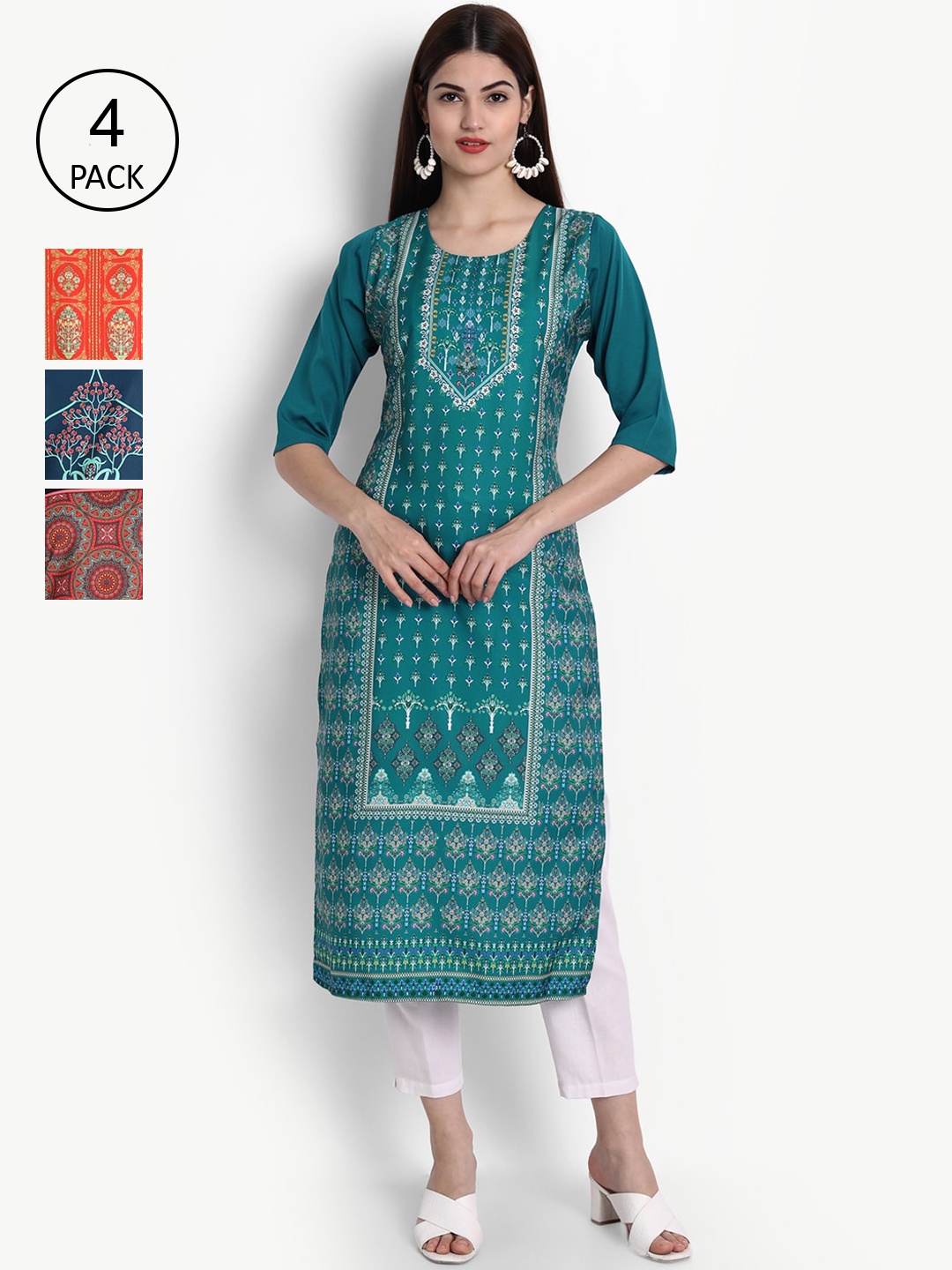 

Ethnic basket Women Multicoloured Ethnic Motifs Printed Crepe Kurta, Multi