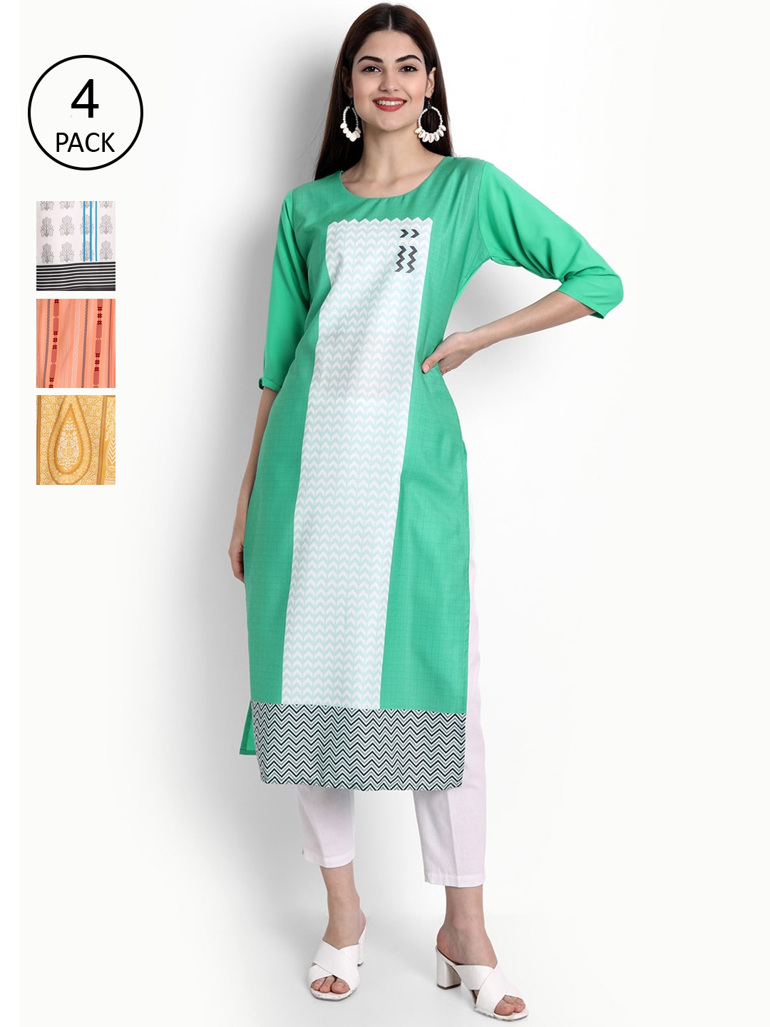 

Ethnic basket Women Multicoloured Printed Crepe Kurta, Multi