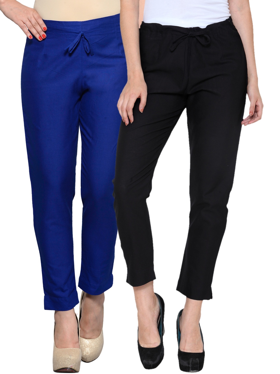 

Tulsattva Pack of 2 Tapered Fit Trousers, Black