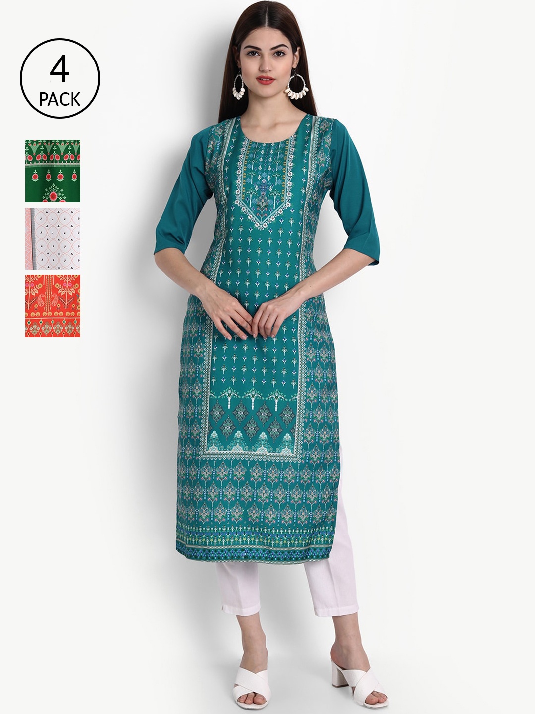 

Ethnic basket Women Multicoloured Ethnic Motifs Embroidered Crepe Kurta, Multi
