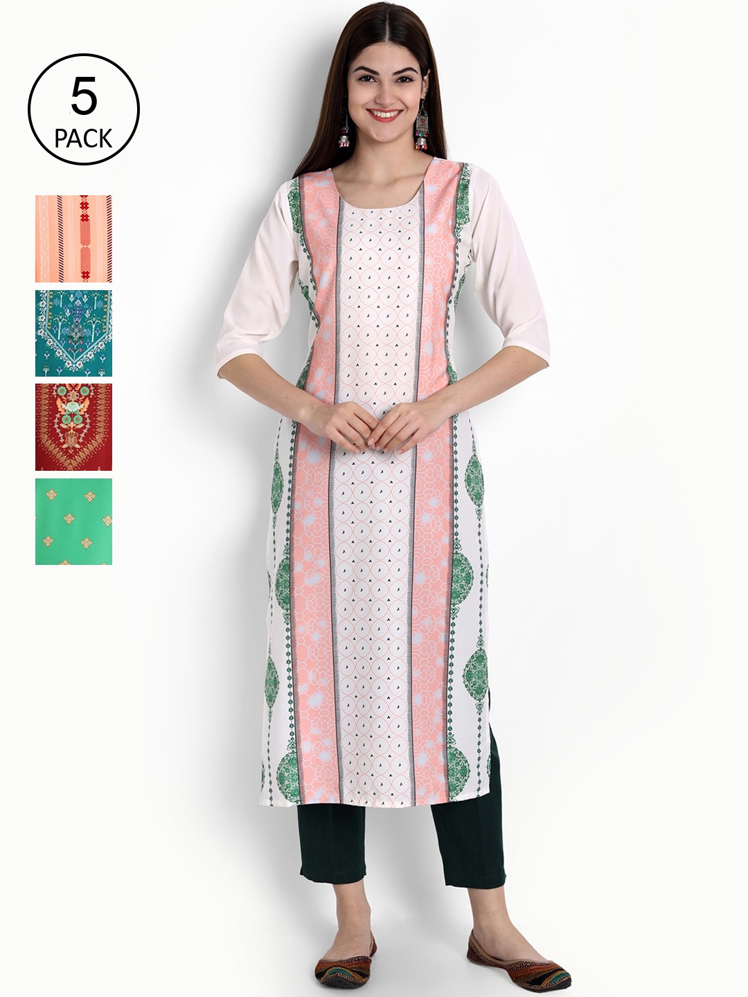 

Ethnic basket Women Multicoloured Printed Crepe Kurta, Multi