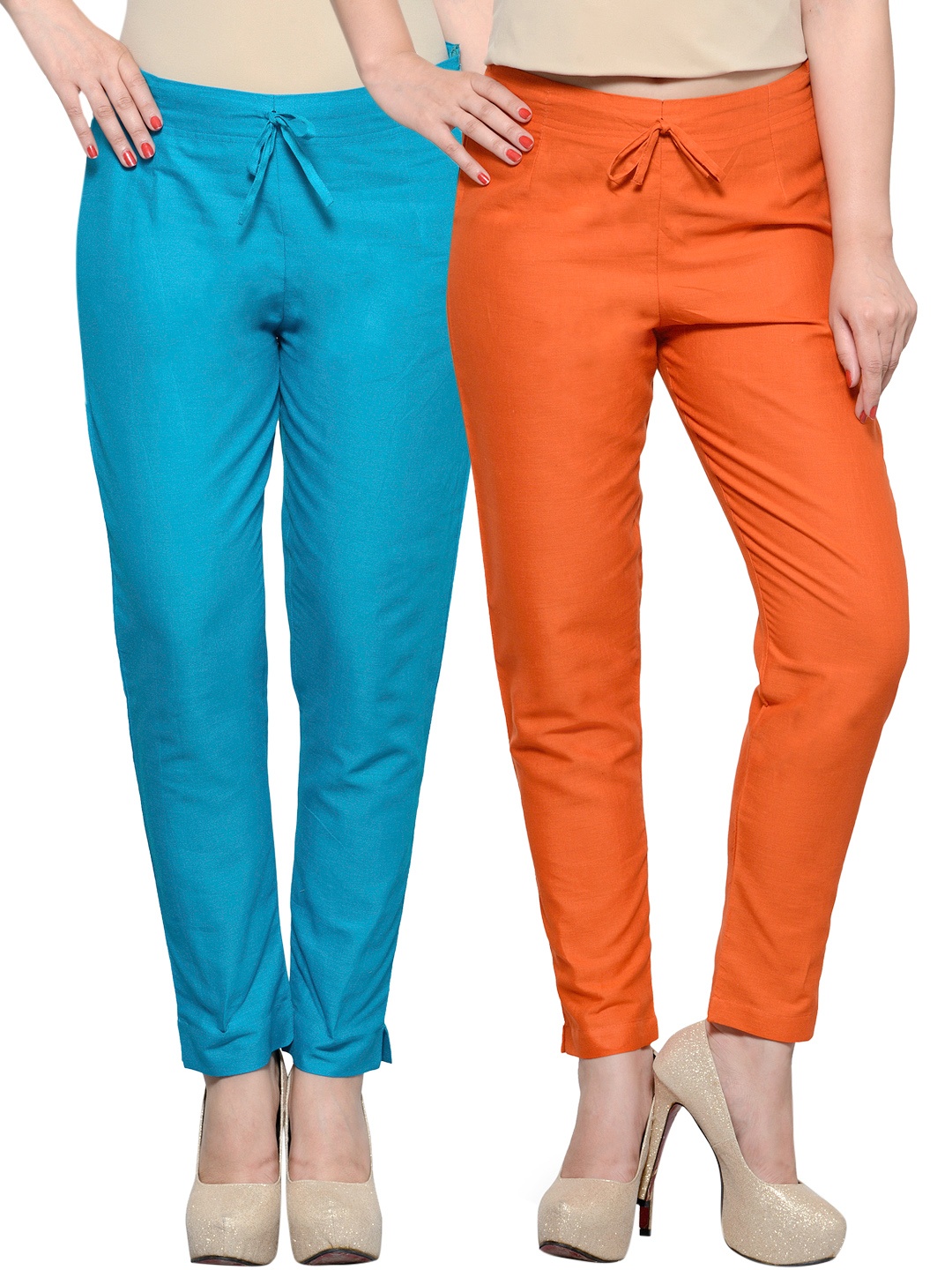 

Tulsattva Pack of 2 Tapered Fit Trousers, Orange
