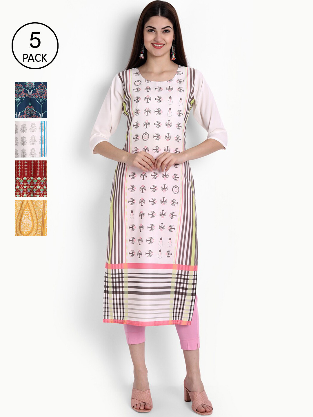 

Ethnic basket Women Multicoloured Ethnic Motifs Printed Crepe Kurta, Multi