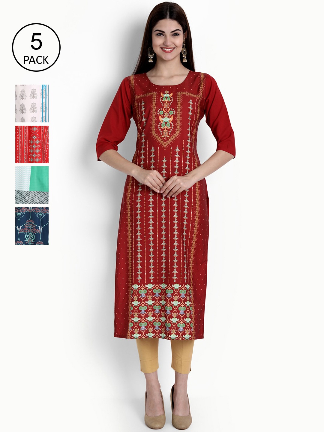 

Ethnic basket Women Multicoloured Ethnic Motifs Printed Crepe Kurta, Multi