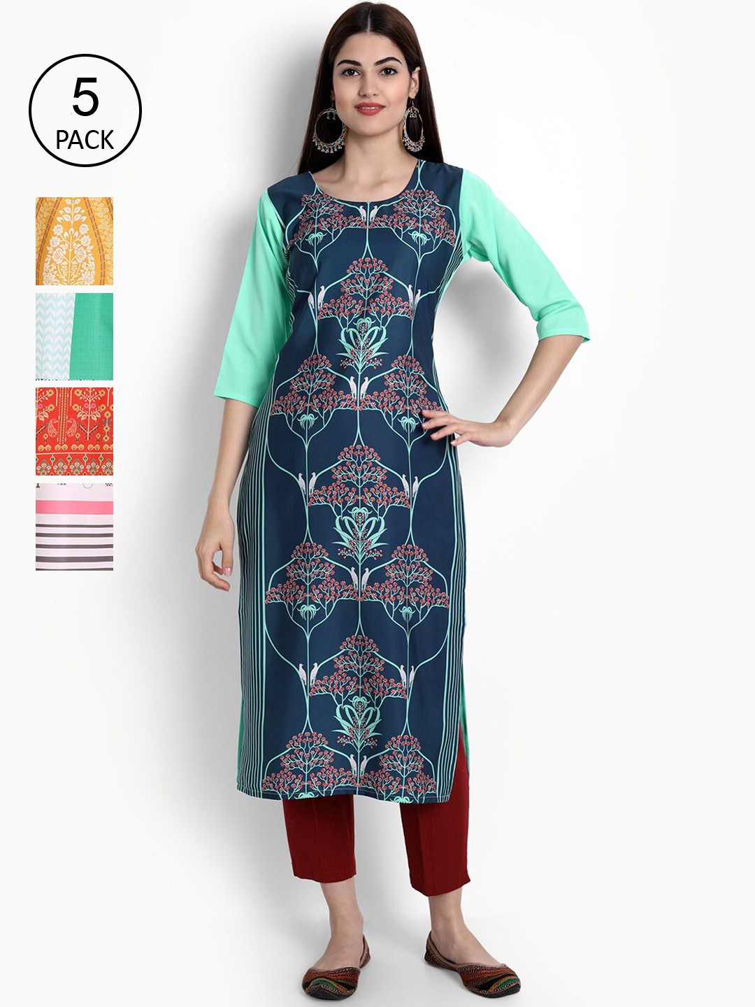

Ethnic basket Women Multicoloured Ethnic Motifs Printed Crepe Kurta, Multi