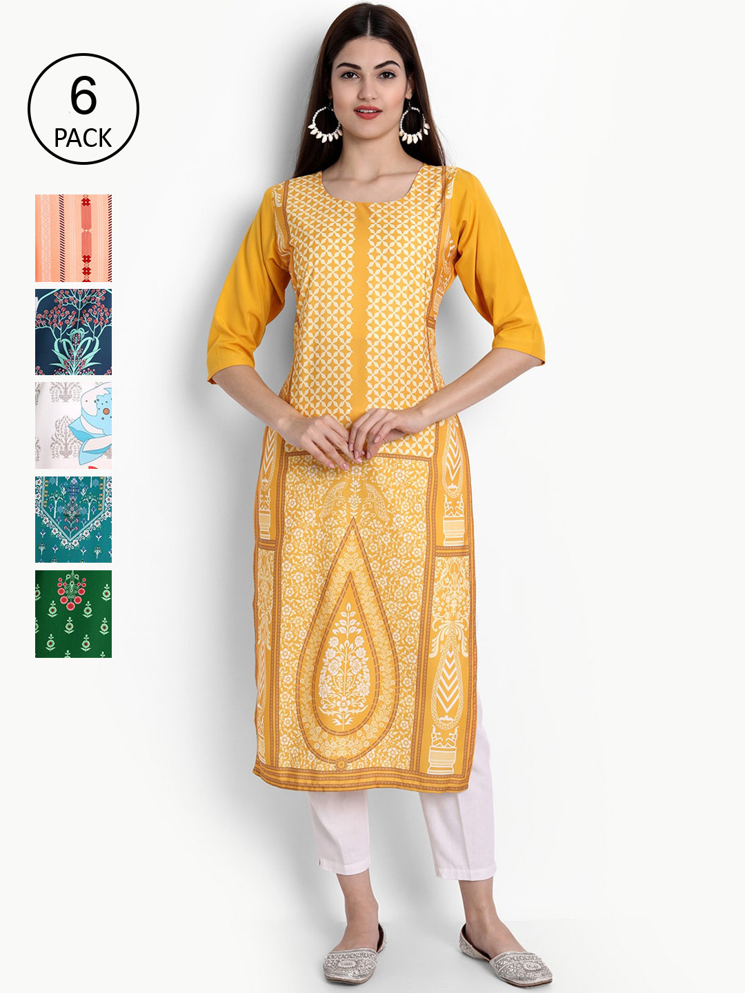 

Ethnic basket Women Multicoloured Printed Crepe Kurta, Multi
