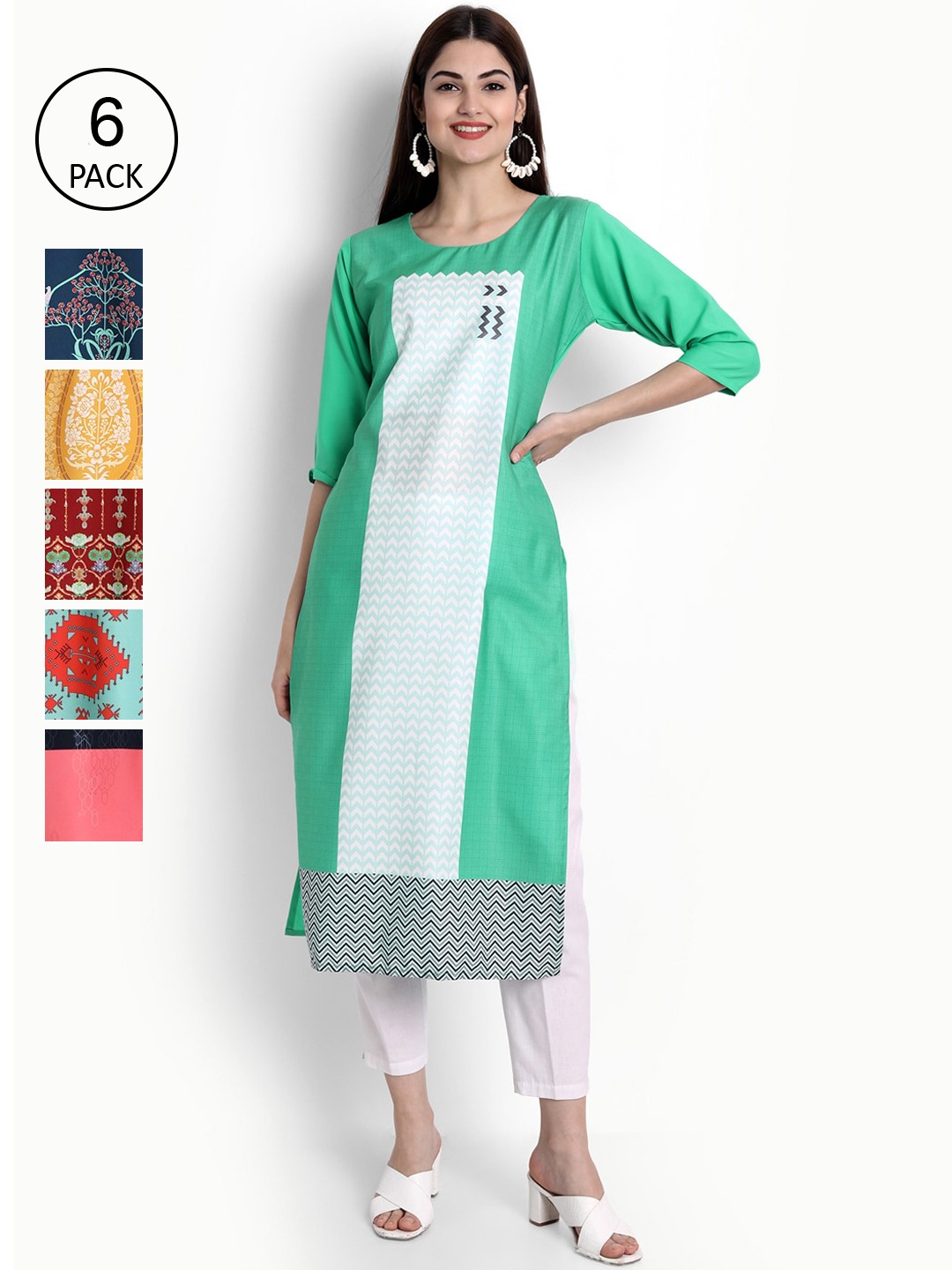 

Ethnic basket Women Multicoloured Geometric Printed Crepe Kurta, Multi