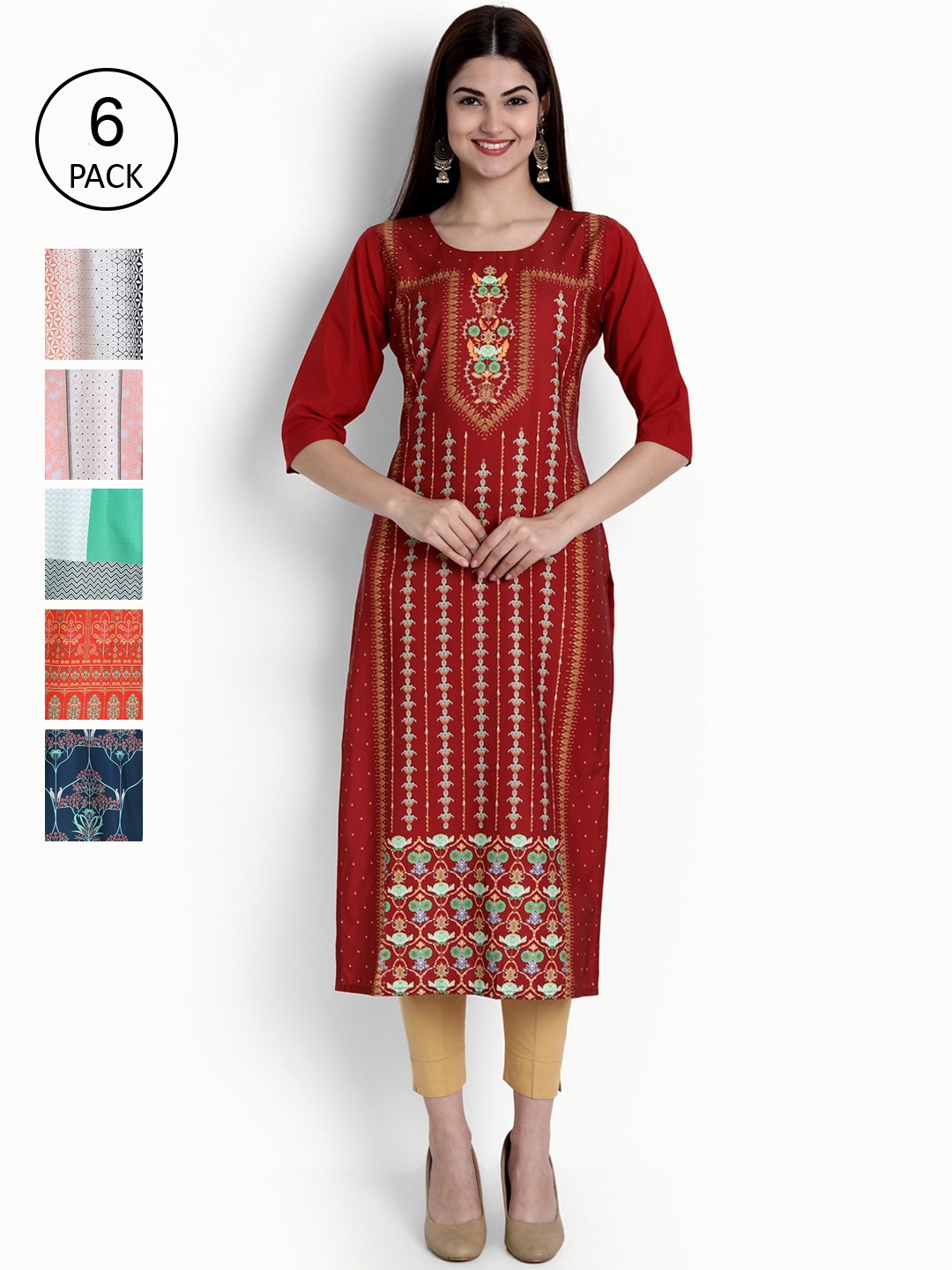

Ethnic basket Women Multicoloured Ethnic Motifs Printed Crepe Kurta, Multi