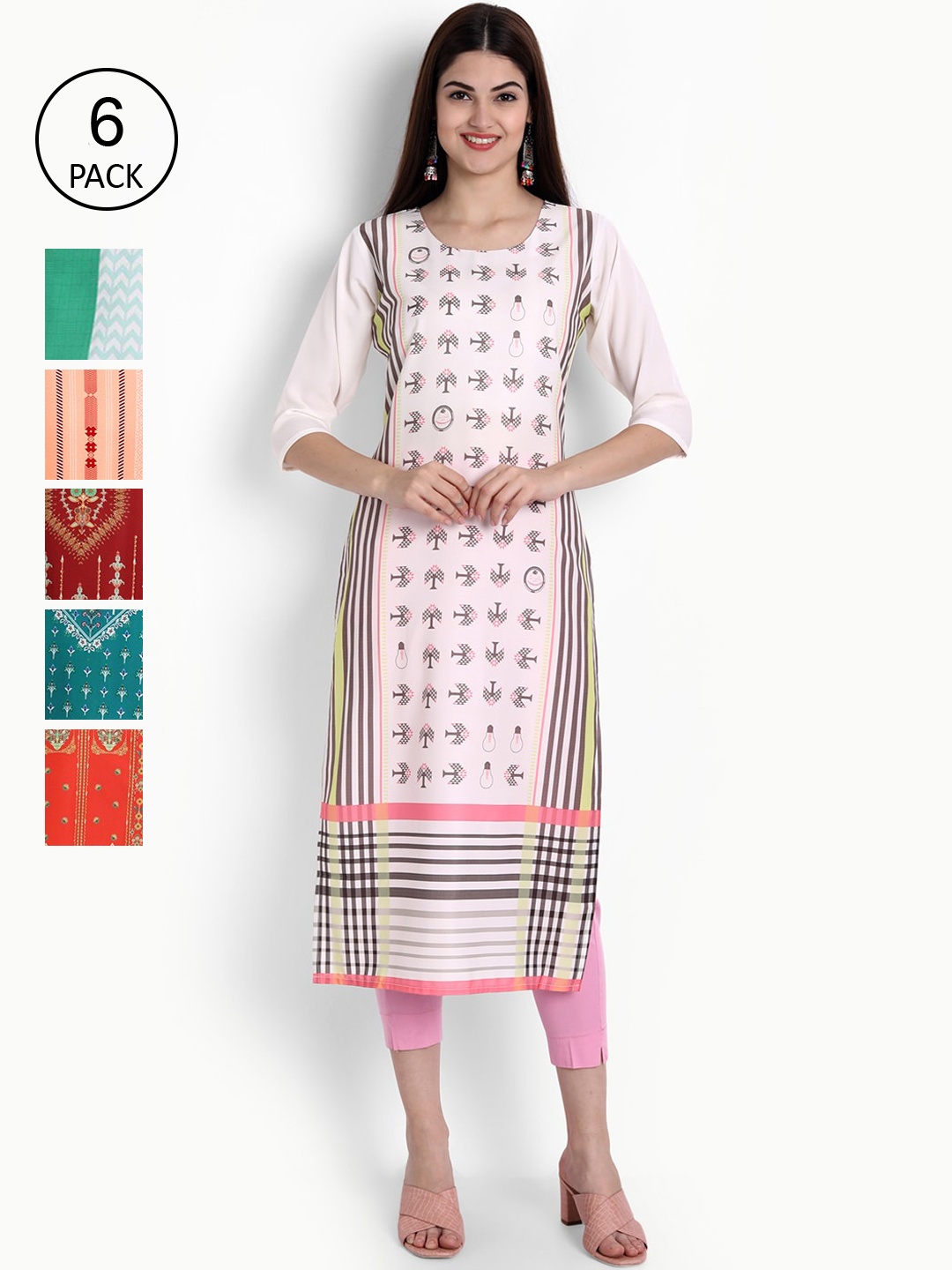 

Ethnic basket Women Multicoloured Printed Crepe Kurta, Multi