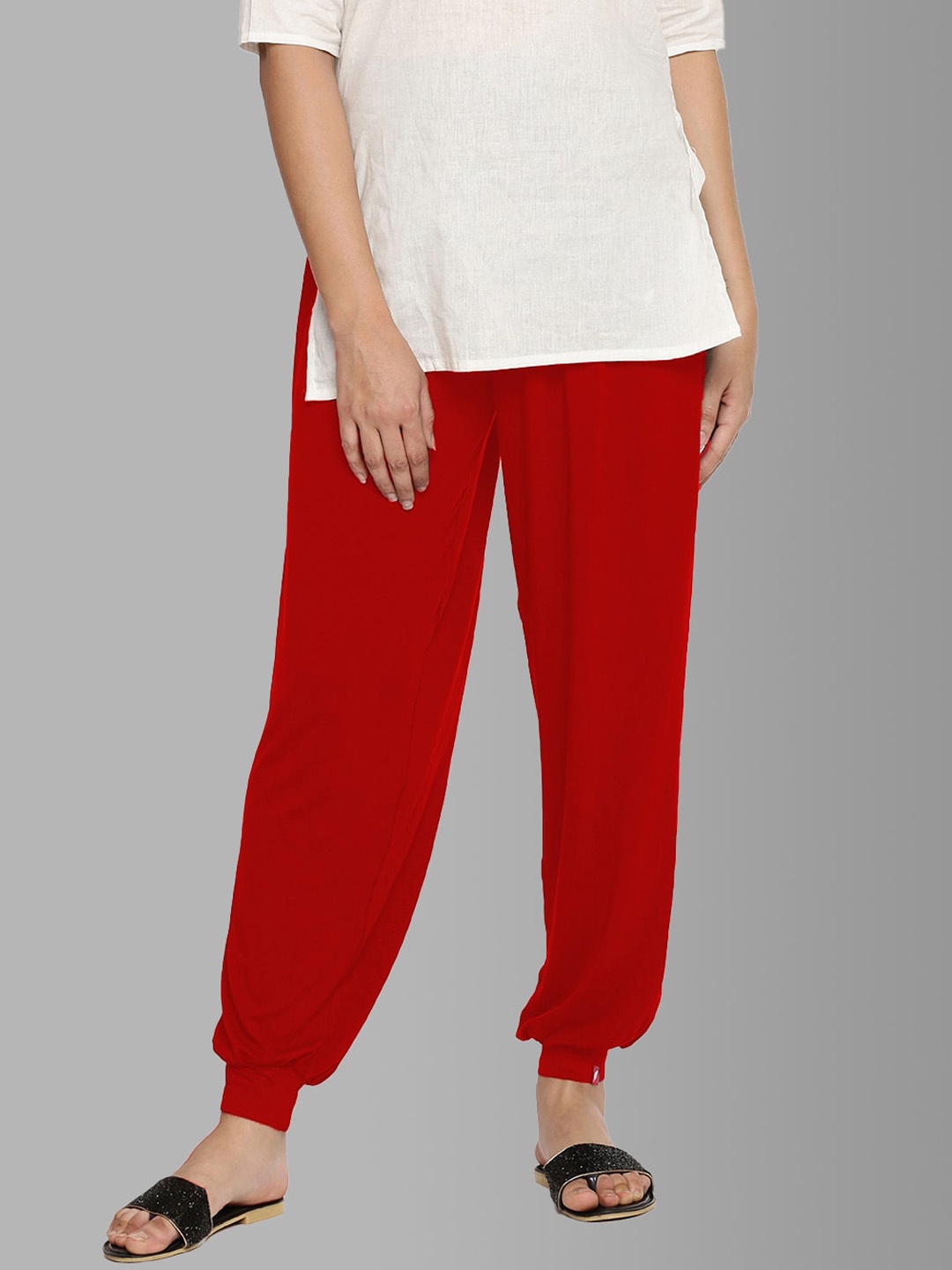 

Feather Soft Elite Women Maroon Solid Loose-Fit Harem Pants, Red