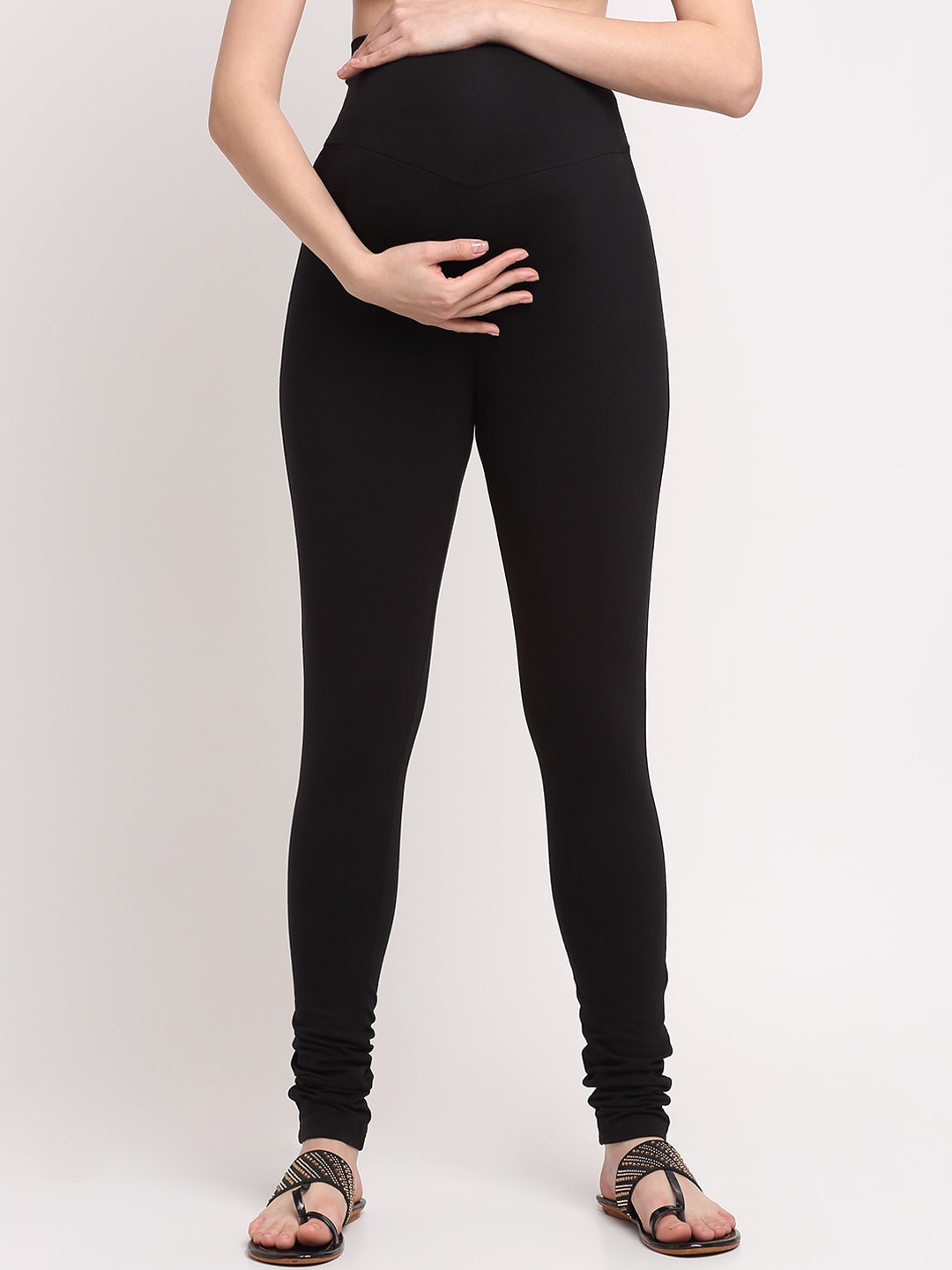 

MYLO ESSENTIALS Women Pack Of 2 Solid Maternity Leggings, Black