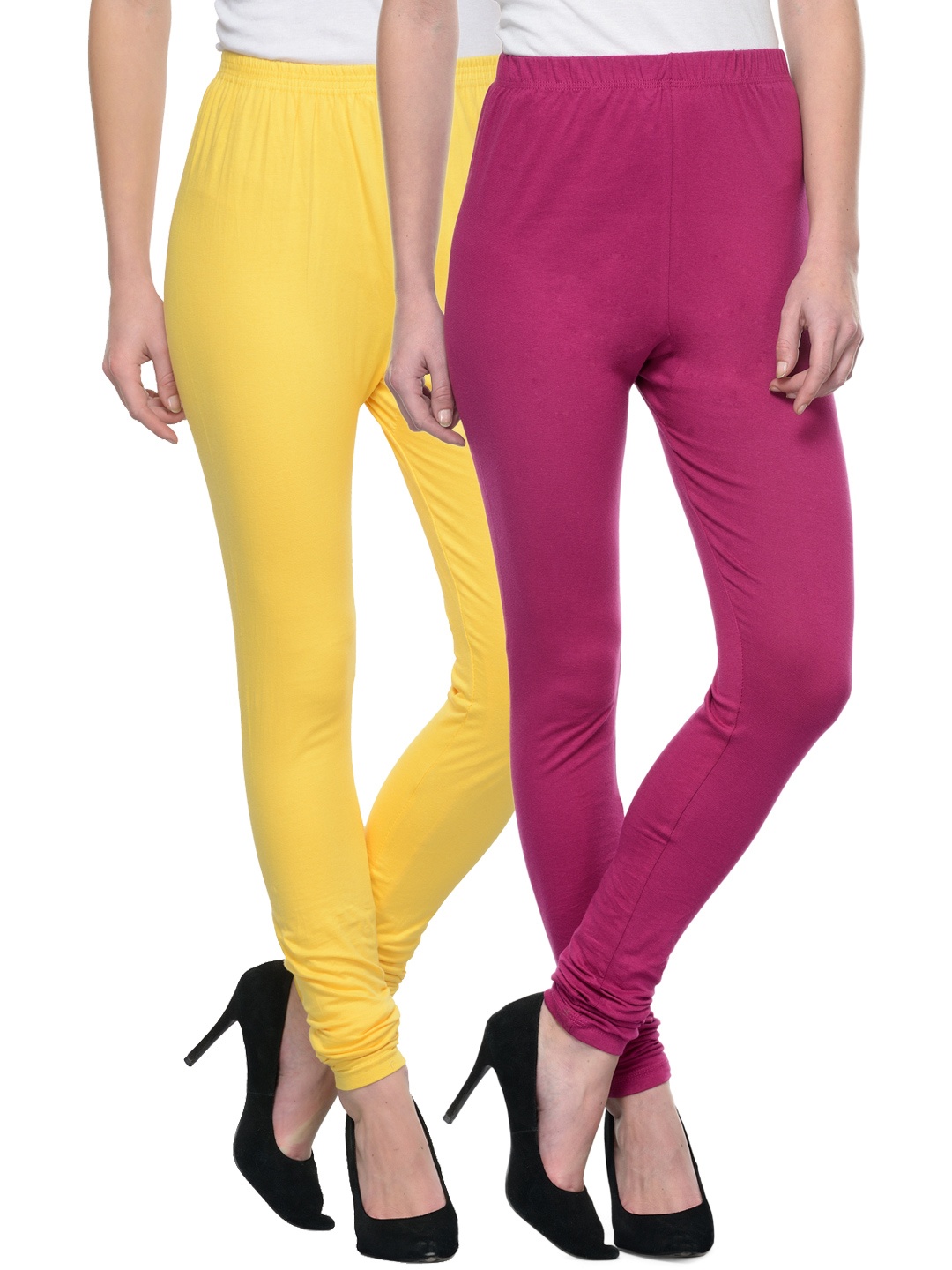 

Tulsattva Pack of 2 Churidar leggings, Magenta