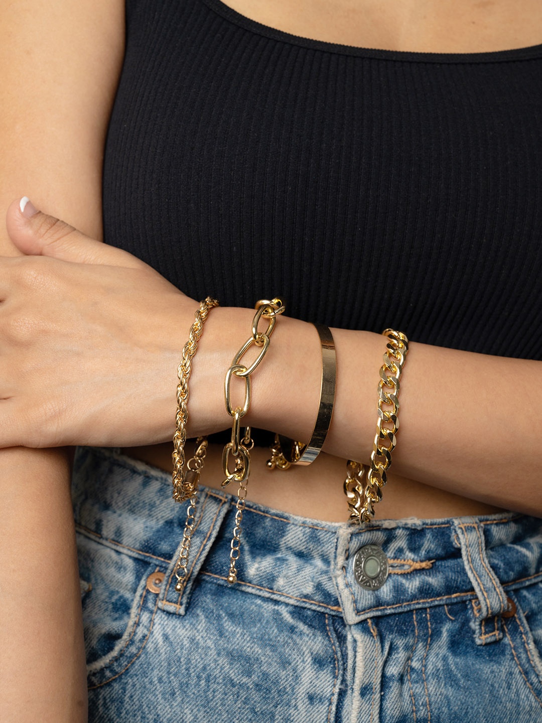 

WHITE LIES Women 4 Gold-Toned Cuff Bracelet