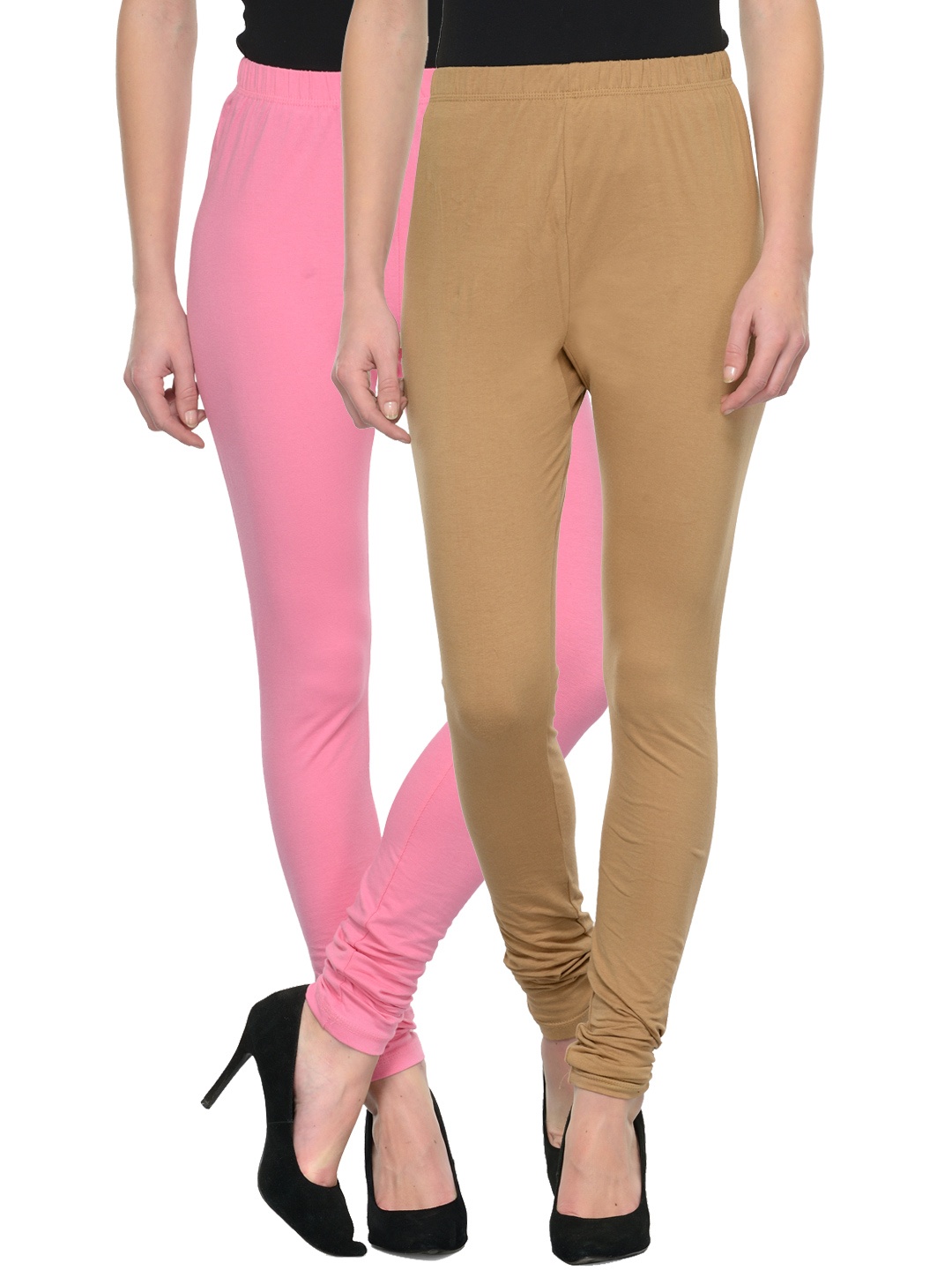 

Tulsattva Pack of 2 Churidar leggings, Pink