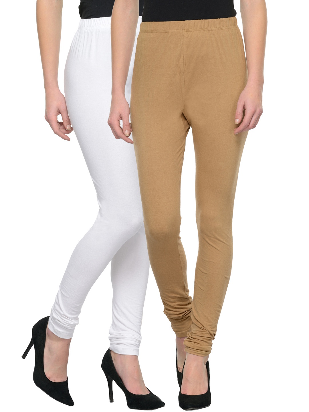 

Tulsattva Pack of 2 Churidar leggings, White