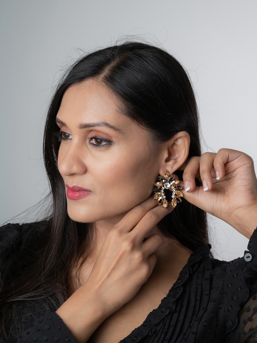 

WHITE LIES Black Contemporary Studs Earrings
