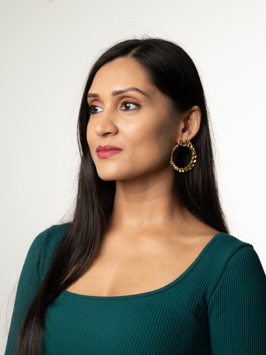 

WHITE LIES Gold-Toned Circular Studs Earrings