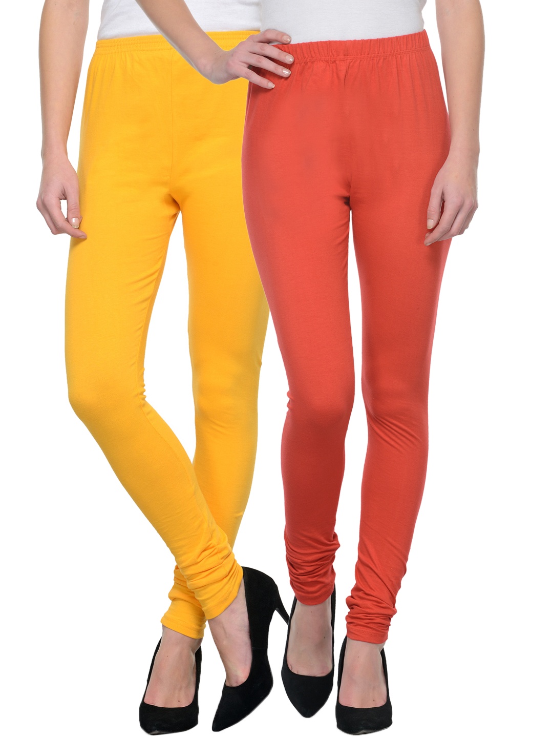 

Tulsattva Women Pack Of 2 Churidar Leggings, Yellow