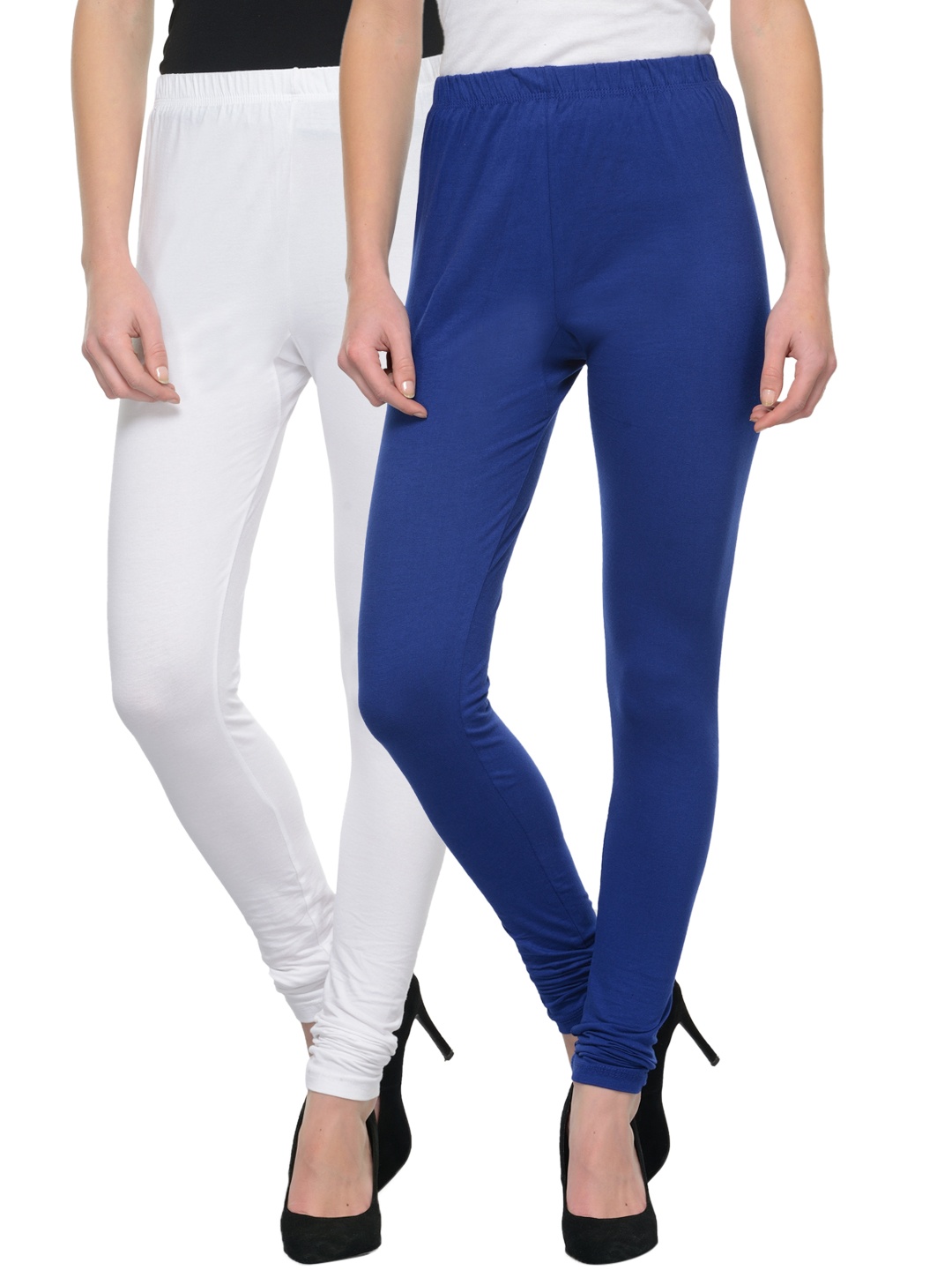 

Tulsattva Women Pack Of 2 Churidar Leggings, Blue