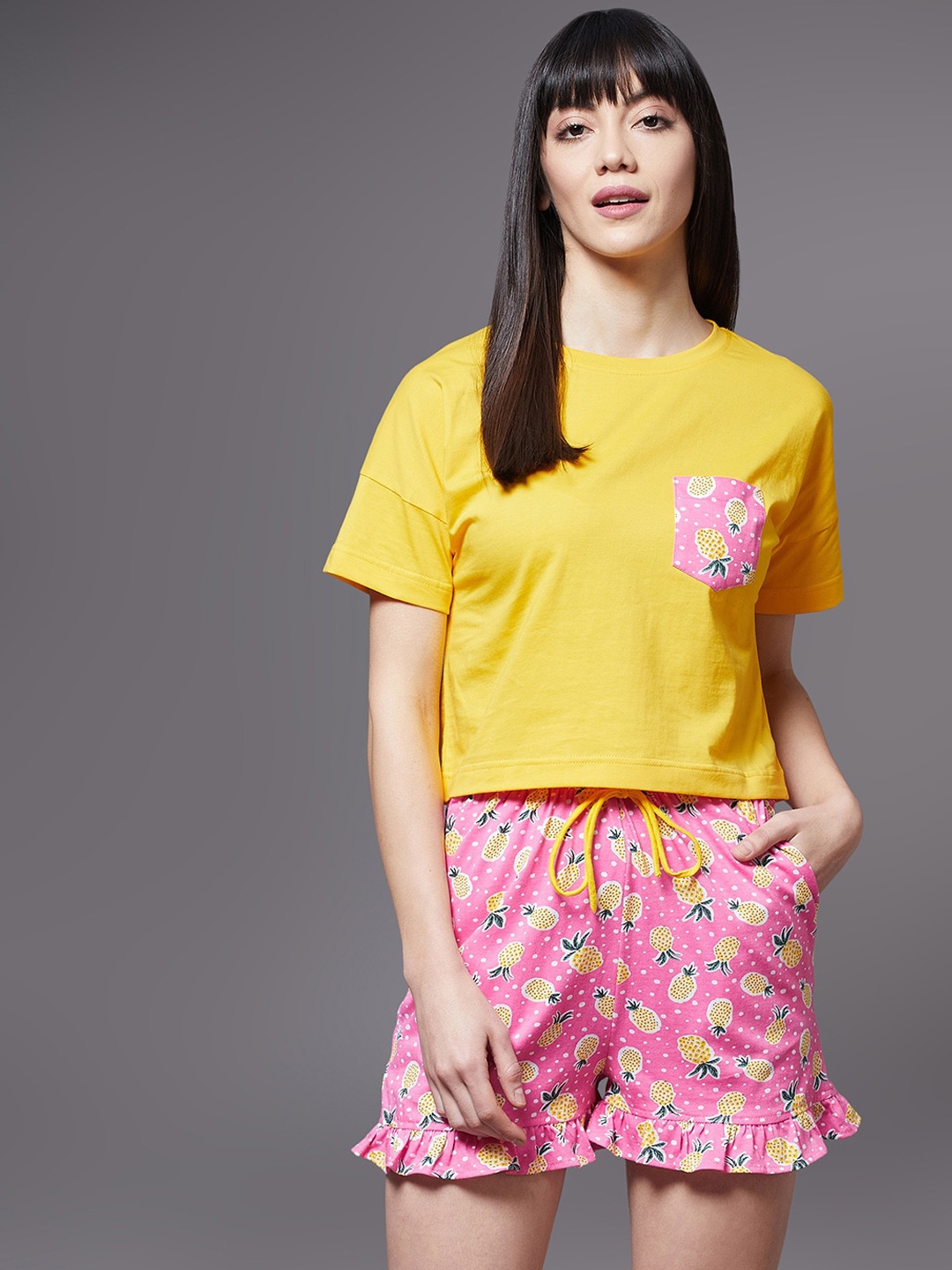 

Miss Chase Women Pink Floral Printed Cotton Shorts