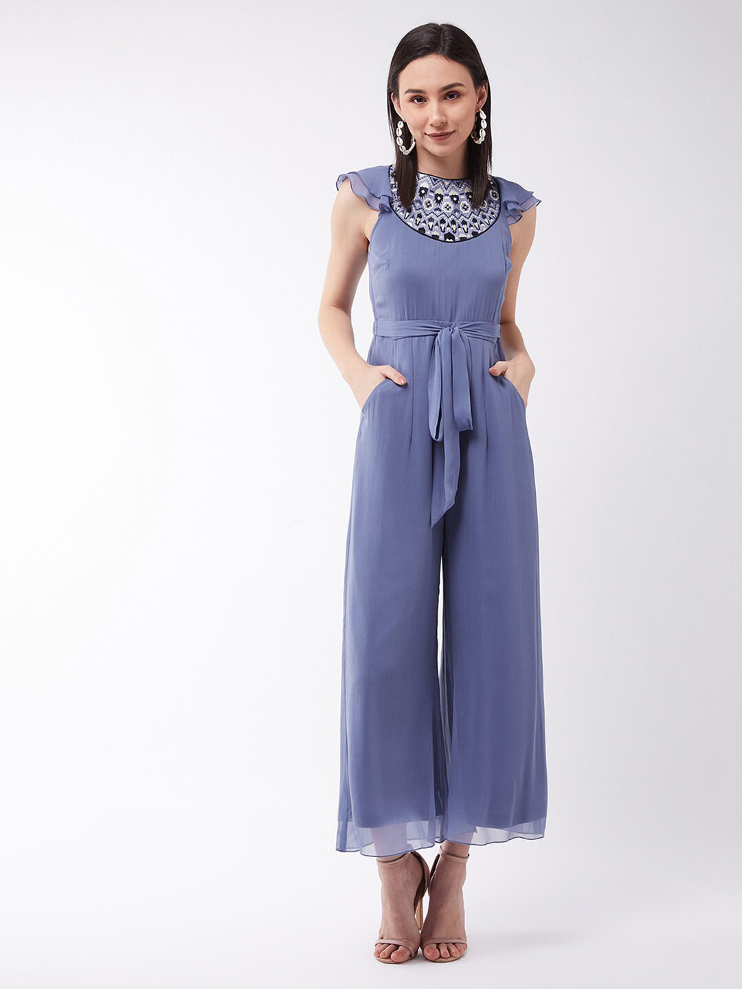 

Miss Chase Women Blue Embroidered Jumpsuit