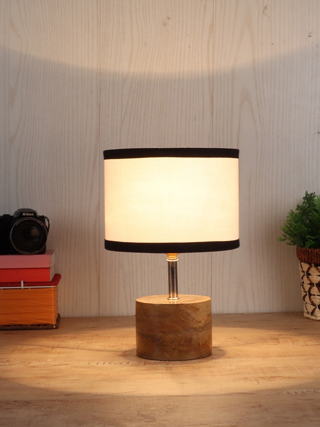 

Devansh White & Black Wood Table Lamp with Cotton Shade