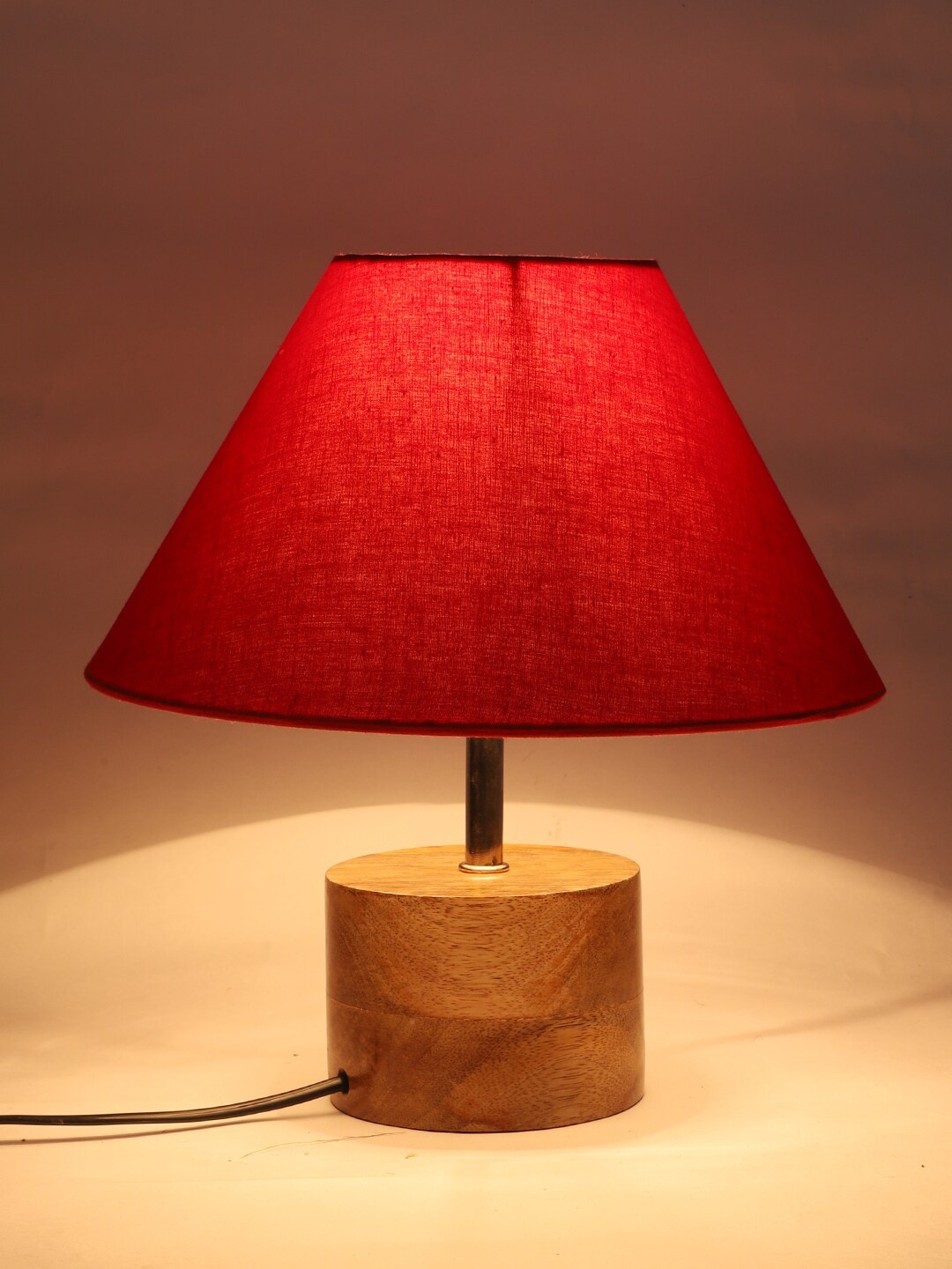 

Devansh Red Wood Table Lamp with Cotton Shade