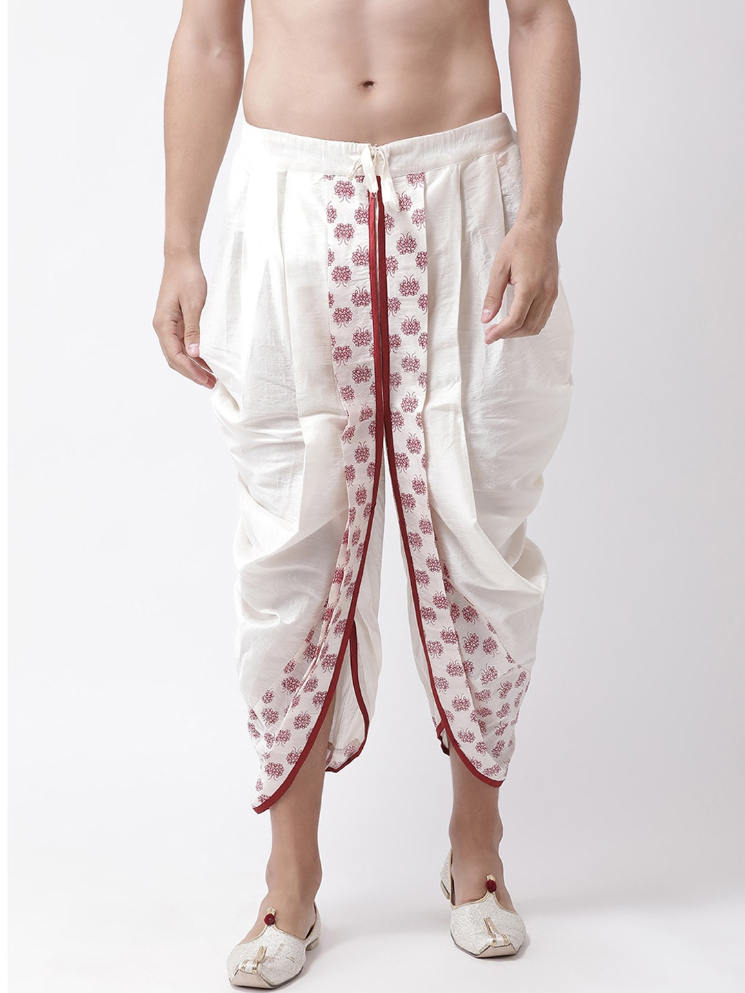 

DEYANN Men Off White & Red Printed Dhoti Pant