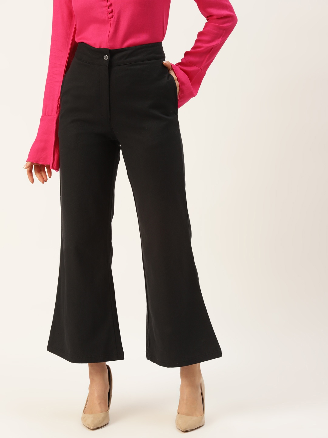 

Alsace Lorraine Paris Women Black Solid Flared High-Rise Trousers