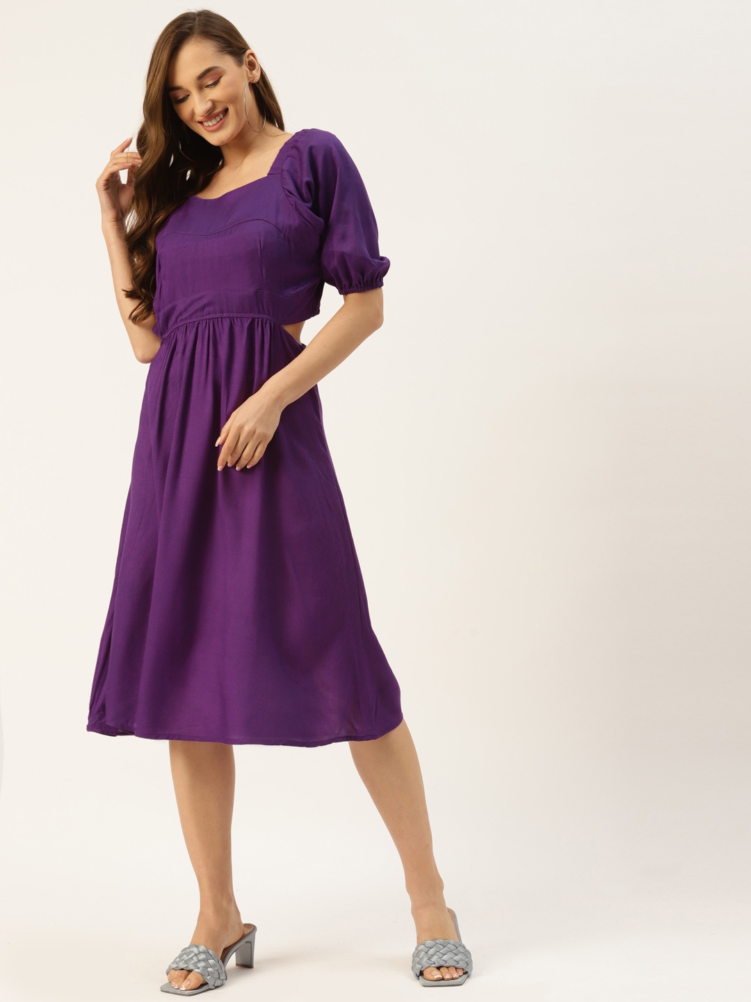 

Alsace Lorraine Paris Women Purple Solid A-Line Dress