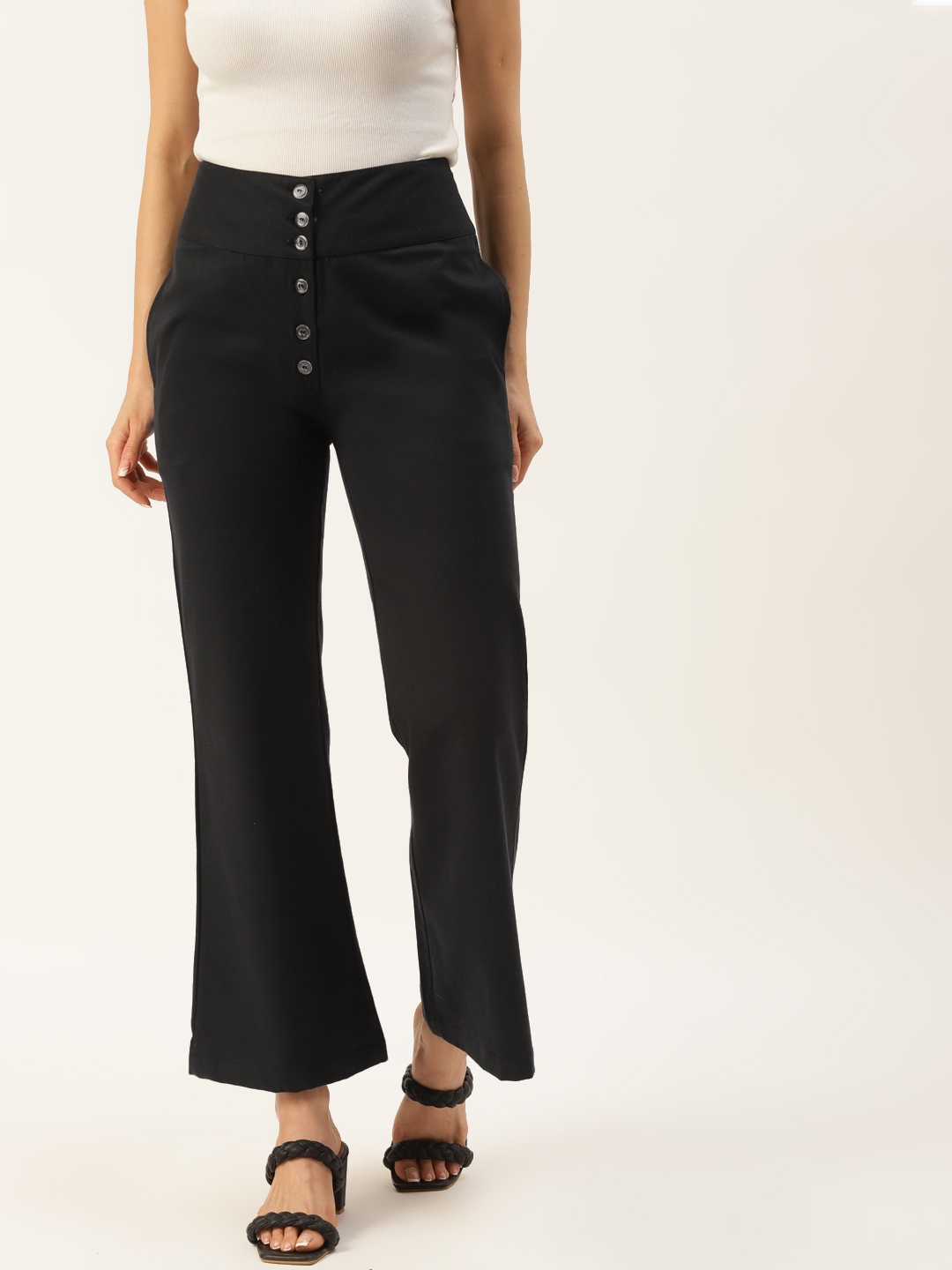 

Alsace Lorraine Paris Women Black Solid Flared High-Rise Trousers