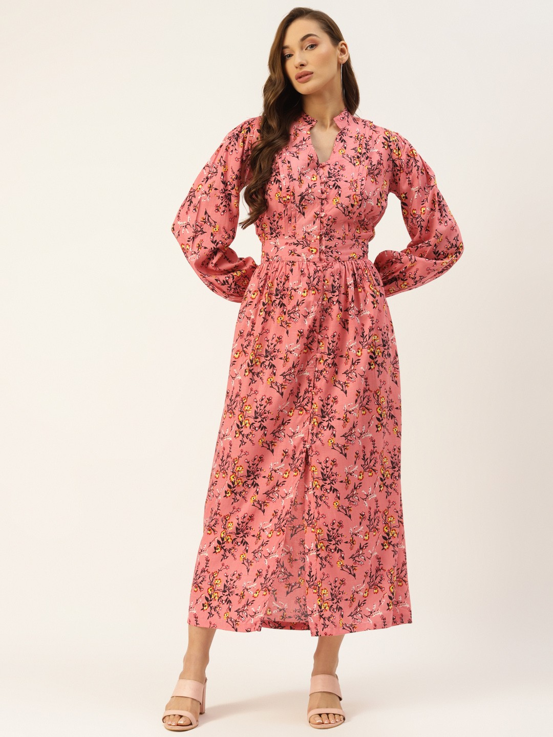 

Alsace Lorraine Paris Pink Floral A-Line Maxi Dress