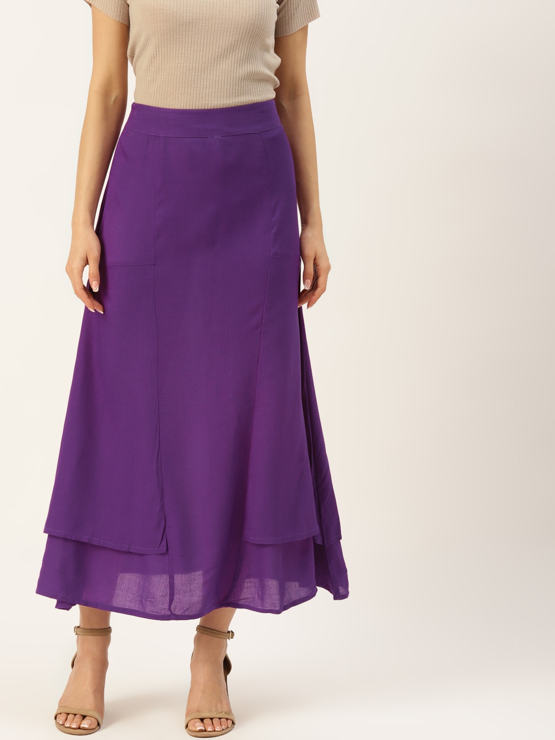 

Alsace Lorraine Paris Women Purple Flared A-Line Midi Skirt