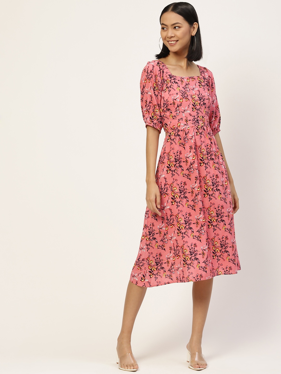 

Alsace Lorraine Paris Pink Floral Print A-Line Dress