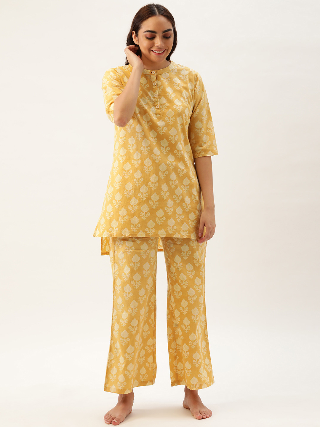 

Clt.s Women Yellow Pure Cotton Printed Palazzo Set