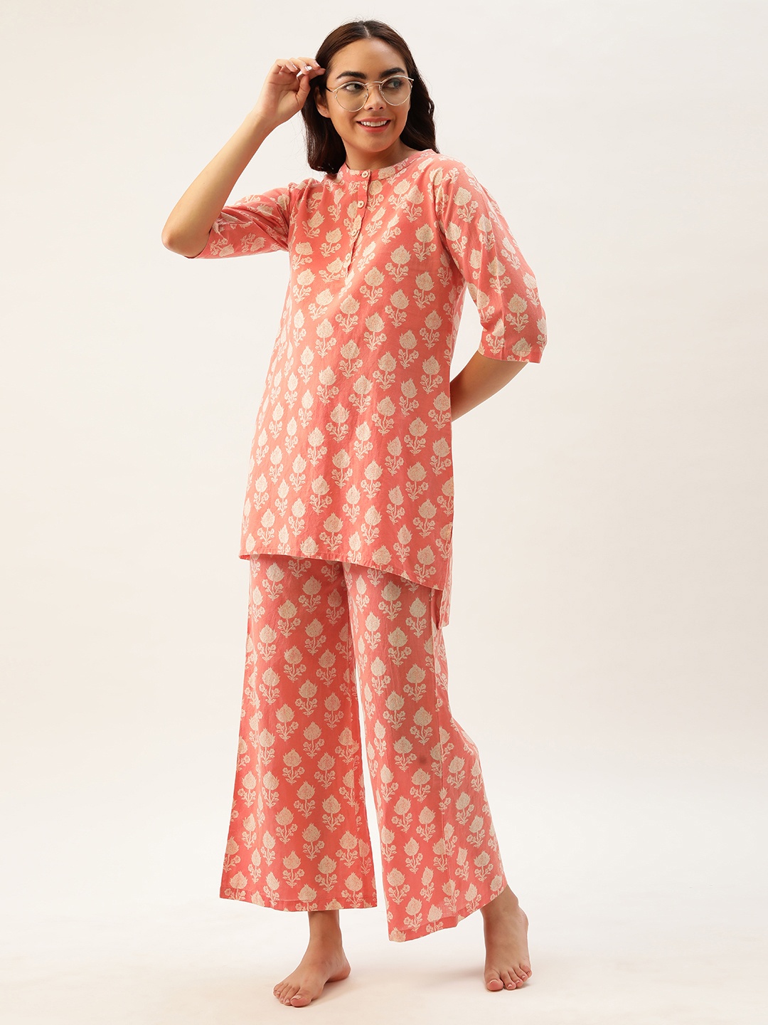 

Clt.s Women Orange Pure Cotton Printed Palazzo Set