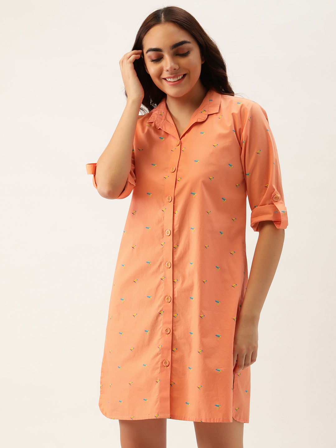

Clt s Orange Pure Cotton Printed Nightdress