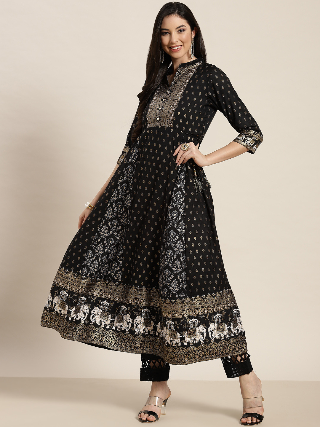 

Juniper Women Black Ethnic Motifs Anarkali Kurta