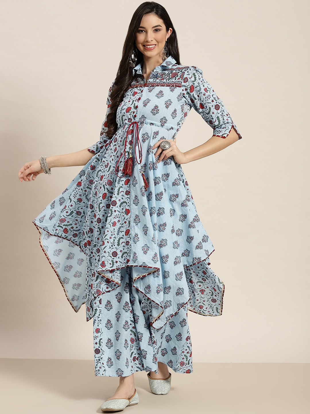 

Juniper Women Turquoise Blue Ethnic Motifs Printed Kurta