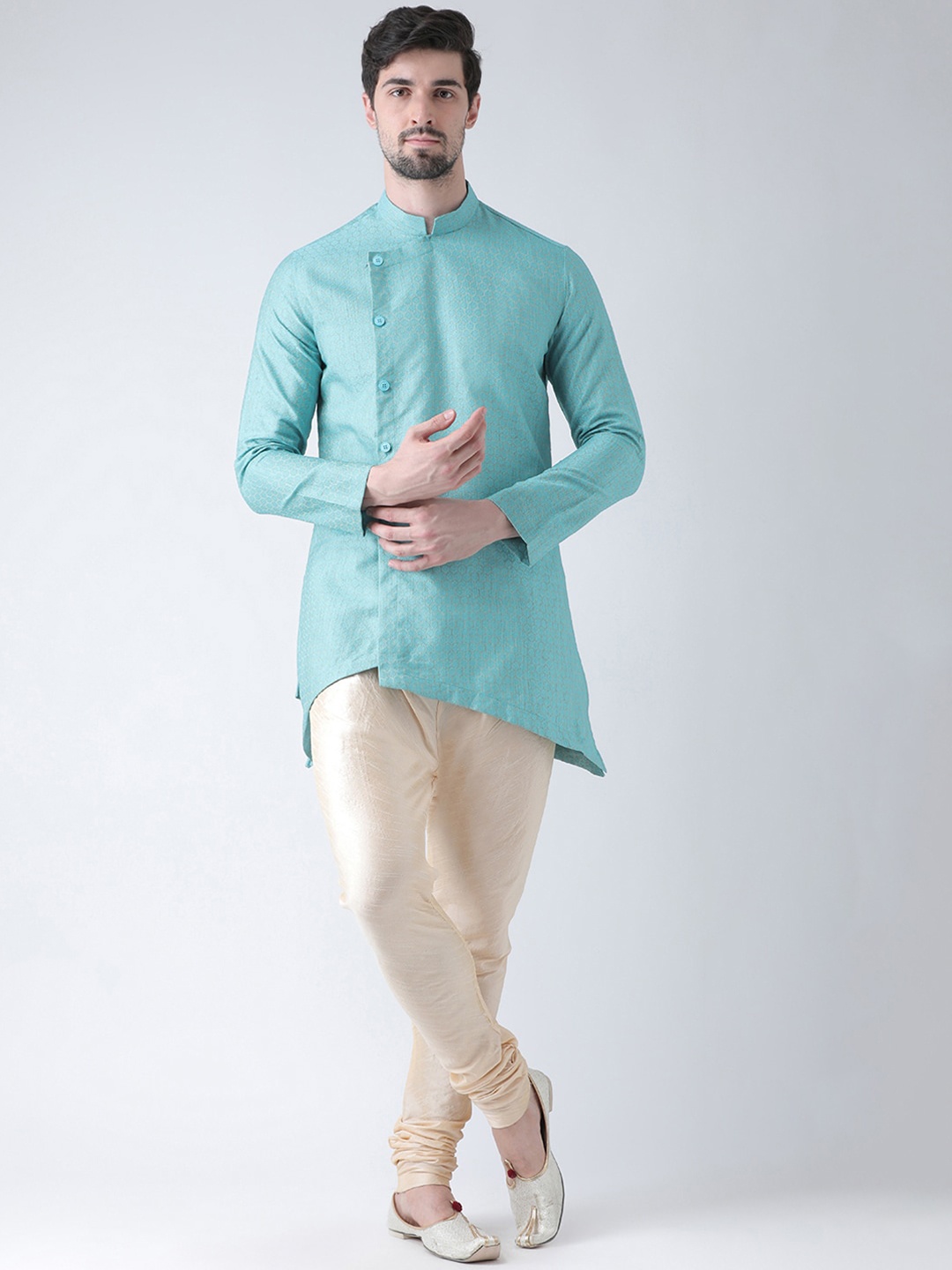 

DEYANN Men Blue Layered Kurti with Churidar